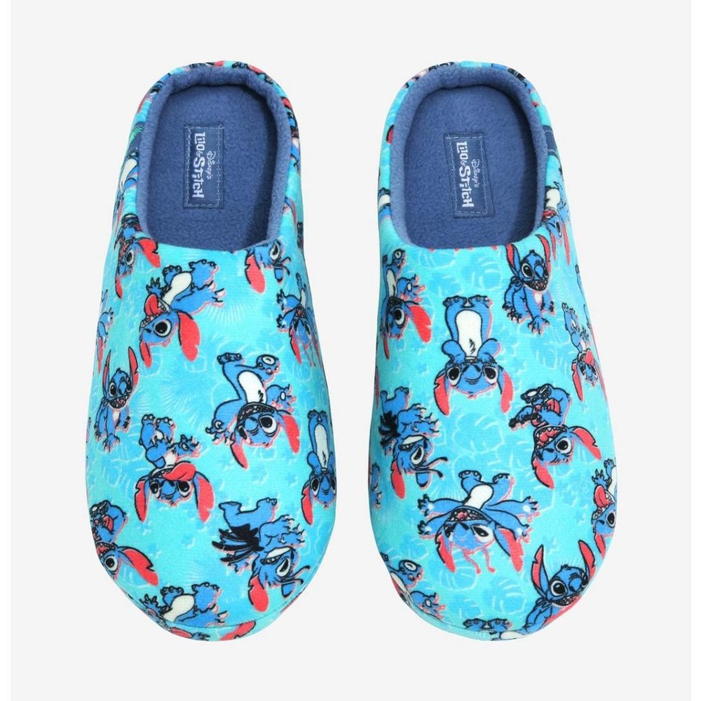 Disney Lilo & Stitch Tropical Allover Print Slippers Women M Sz 7/9 Euro 38/40